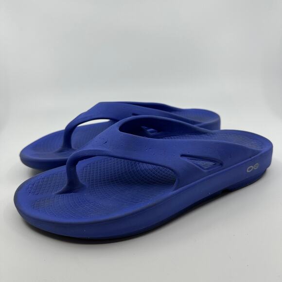 Oofos Slip On Sandals Women's US Sz 10 Men's 8 Navy Blue Open Toe Rubber Errands - Picture 5 of 7